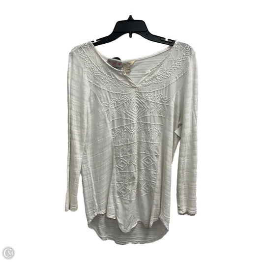 Top Long Sleeve By Lucky Brand In White, Size: M