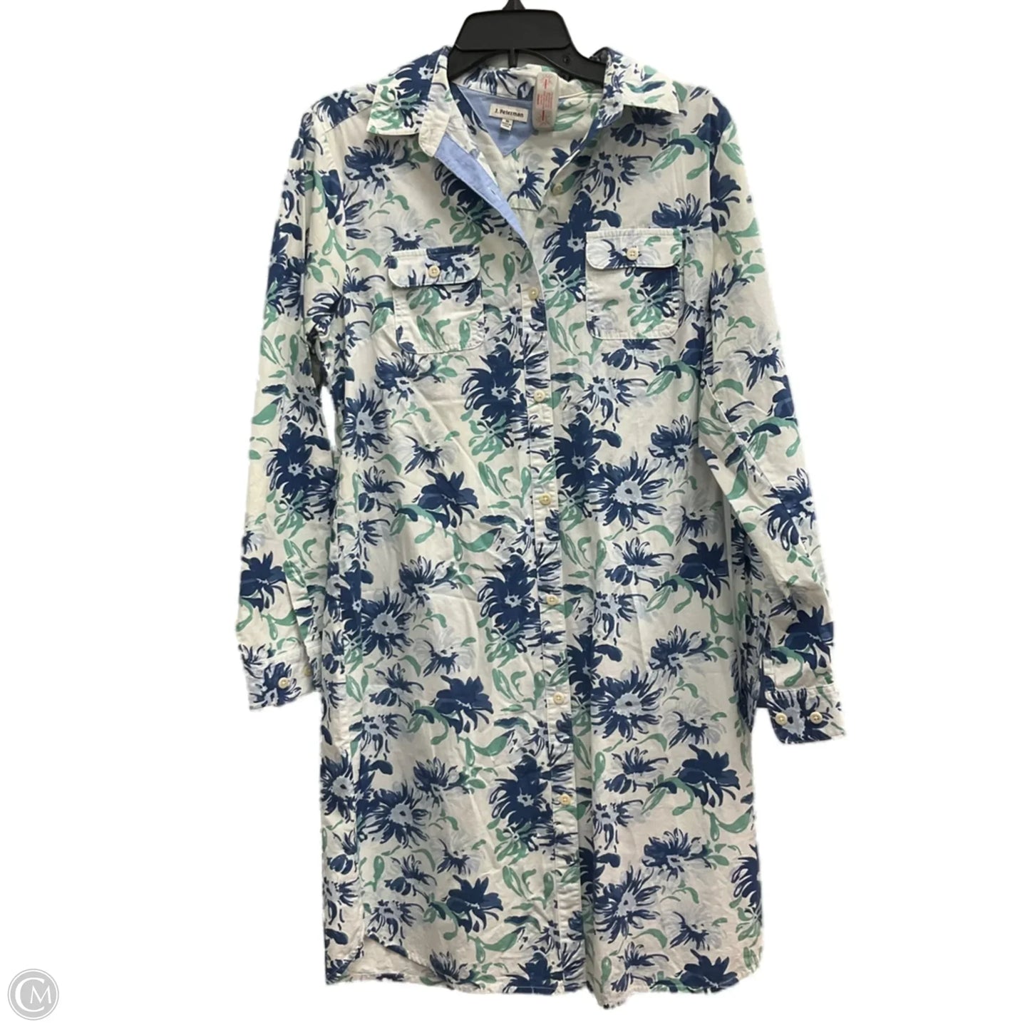 Dress Casual Midi By Cmc In Blue & White, Size: 10