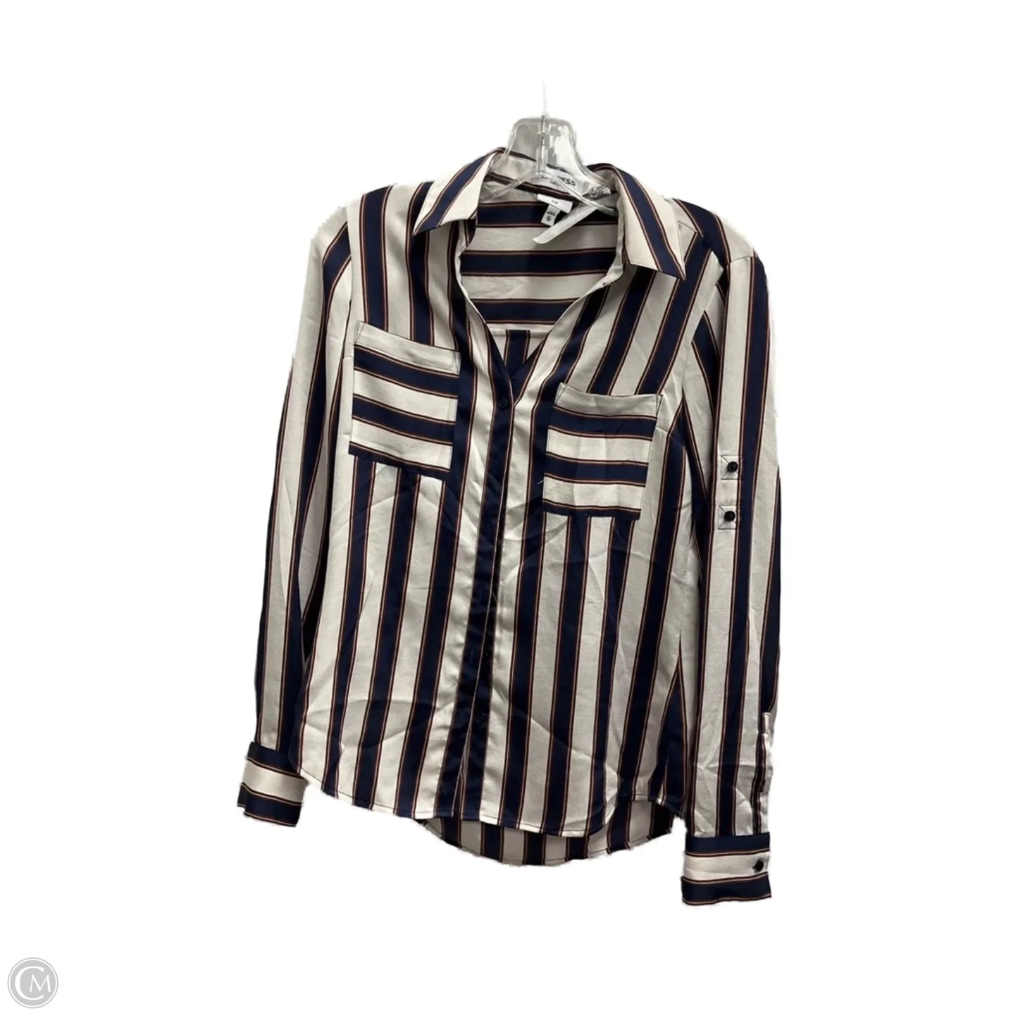 Blouse Long Sleeve By Express In Tan, Size: Xs