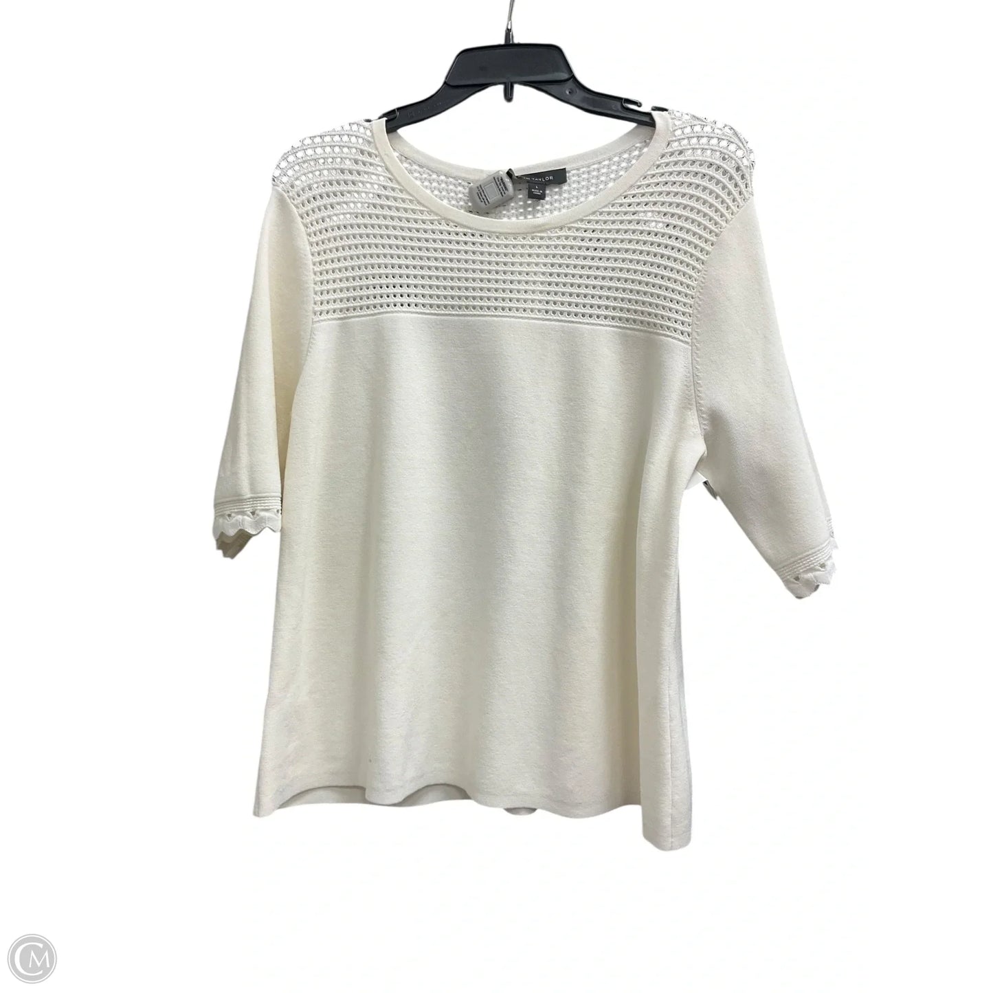Top 3/4 Sleeve By Ann Taylor In Cream, Size: L