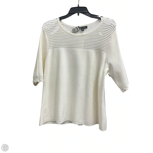 Top 3/4 Sleeve By Ann Taylor In Cream, Size: L