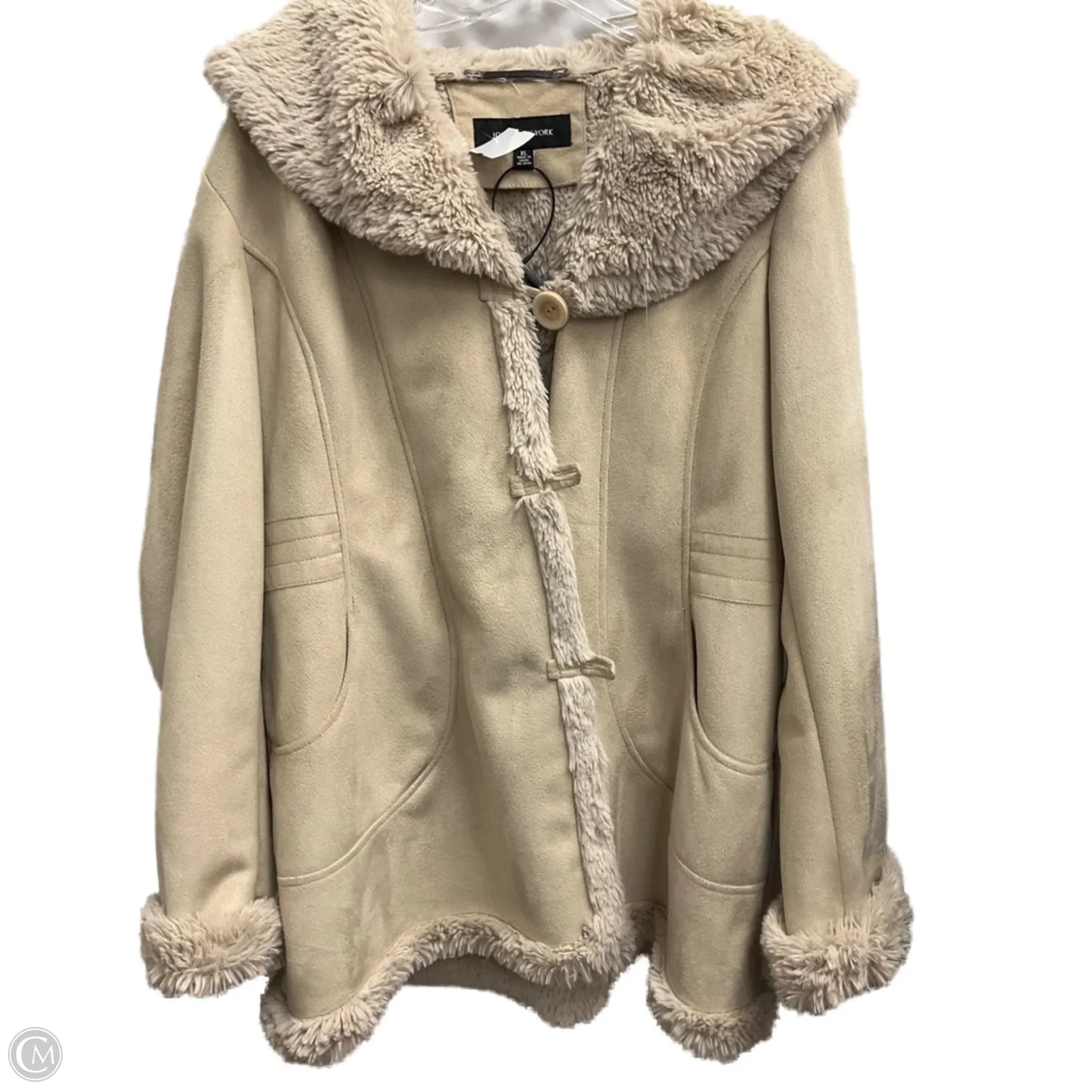 Coat Faux Fur & Sherpa By Jones New York In Beige, Size: Xl