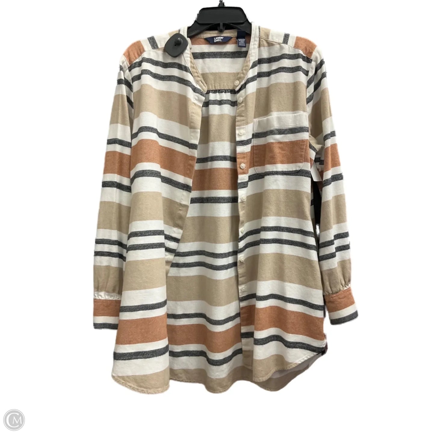 Top Long Sleeve By Lands End In Striped Pattern, Size: L