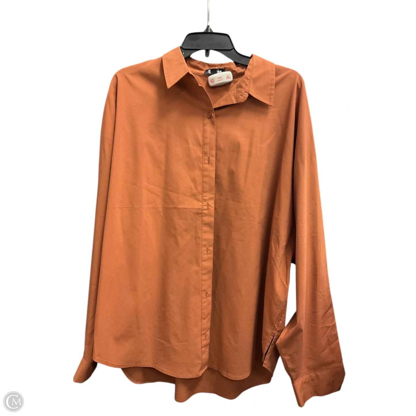 Blouse Long Sleeve By Express In Brown, Size: Xl