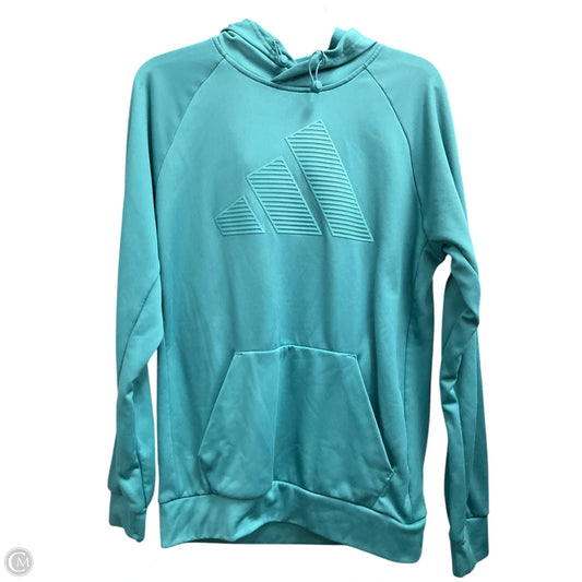 Athletic Sweatshirt Hoodie By Adidas In Teal, Size: S