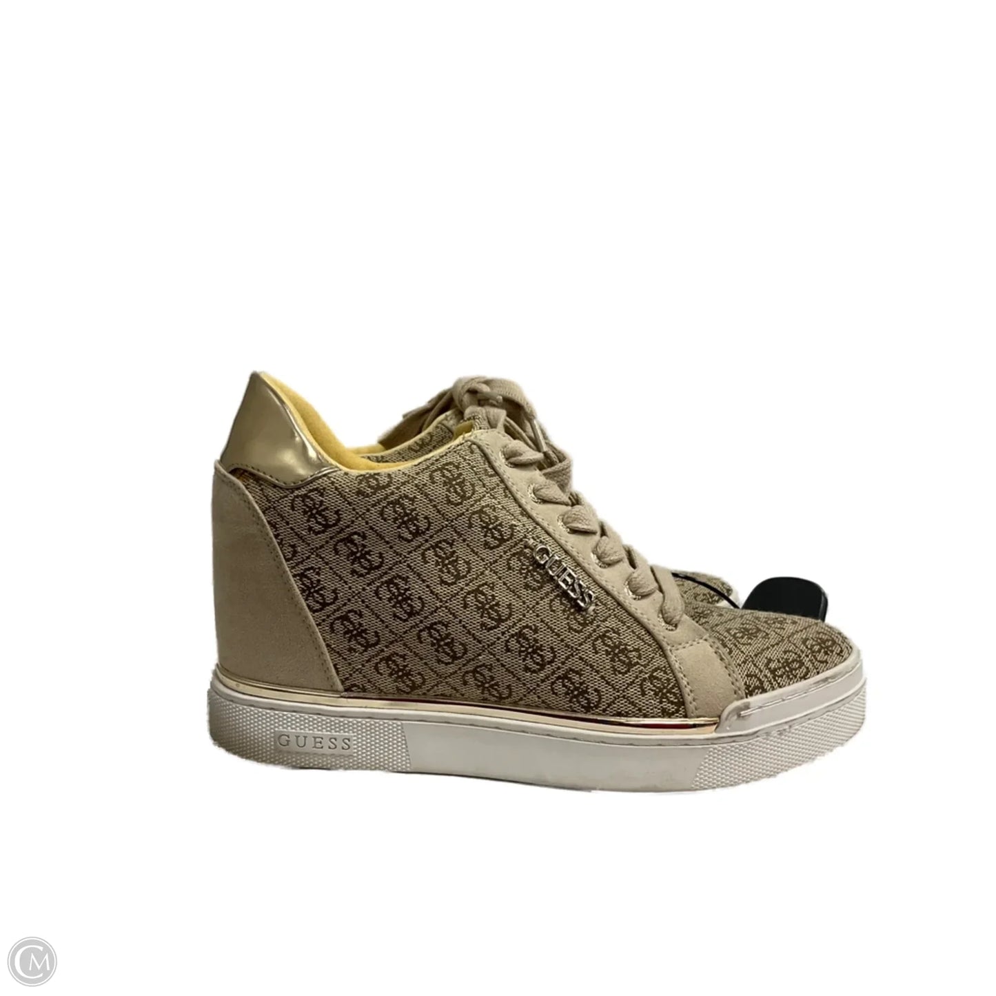 Shoes Heels Wedge By Guess In Gold, Size: 6