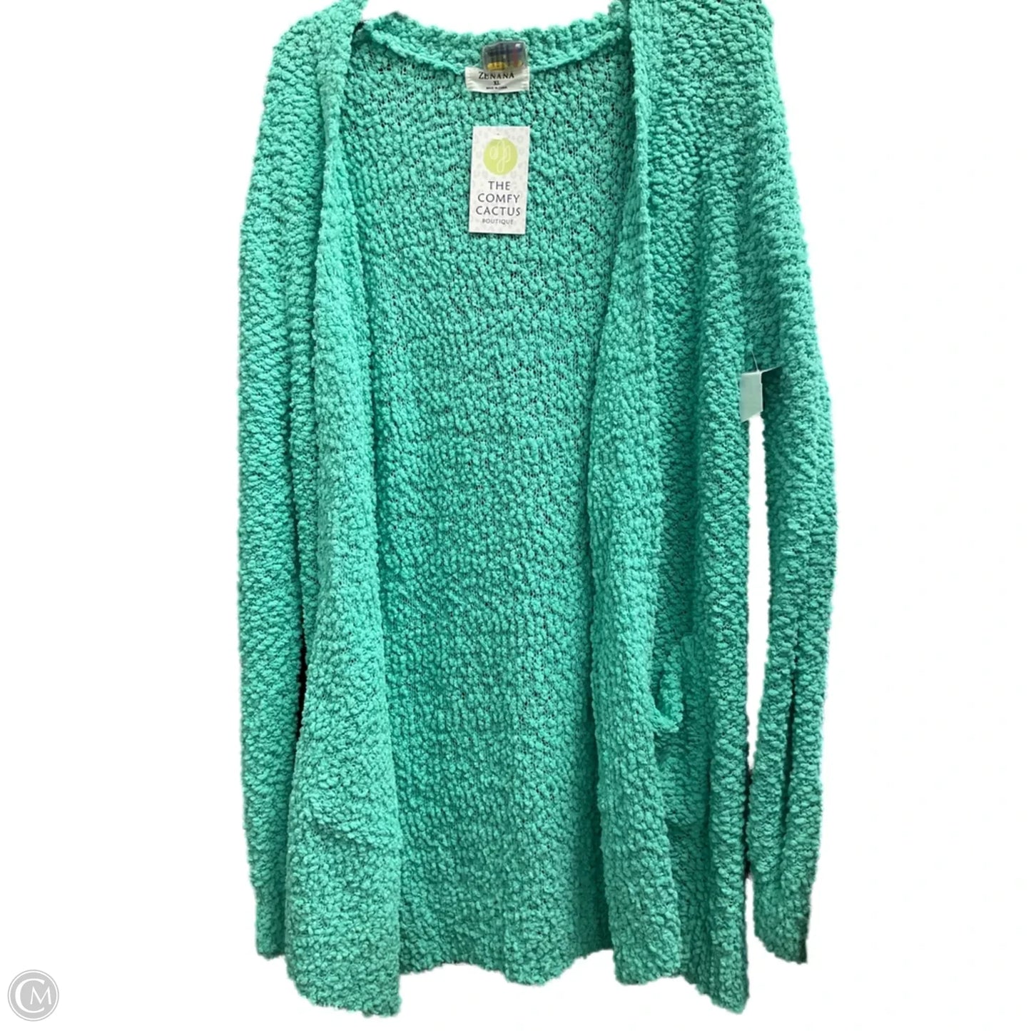 Cardigan By Zenana In Green, Size: Xl