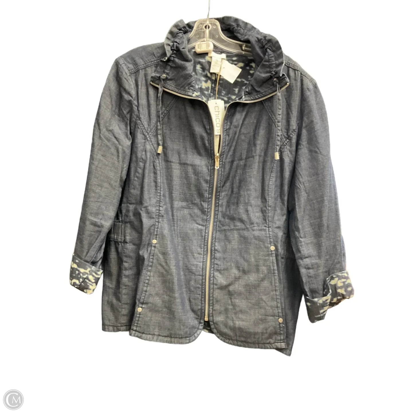 Jacket Denim By Chicos In Blue Denim, Size: Xl