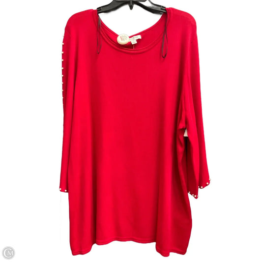 Top 3/4 Sleeve By Studio Works In Red, Size: 3x