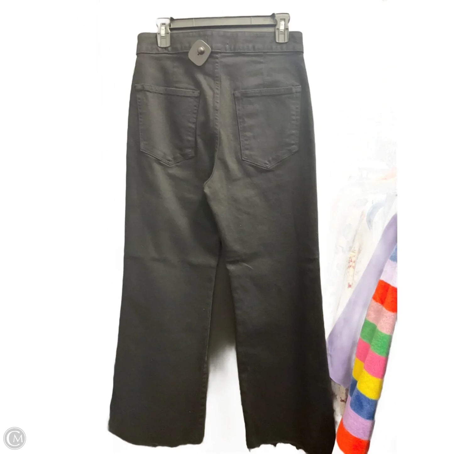 Jeans Wide Leg By Askk Ny In Black Denim, Size: 8