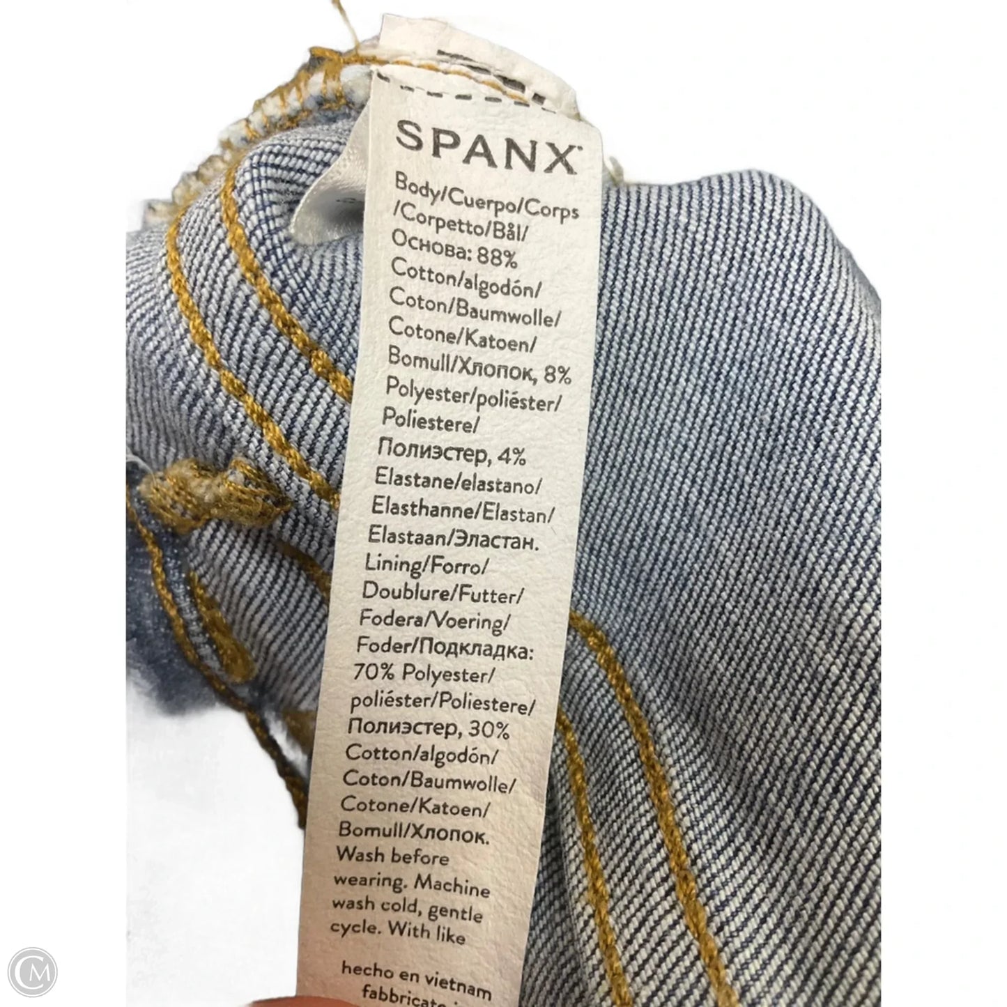 Jeans Wide Leg By Spanx In Blue Denim, Size: L