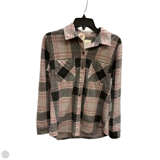 Blouse Long Sleeve By Lucky Brand In Plaid Pattern, Size: M
