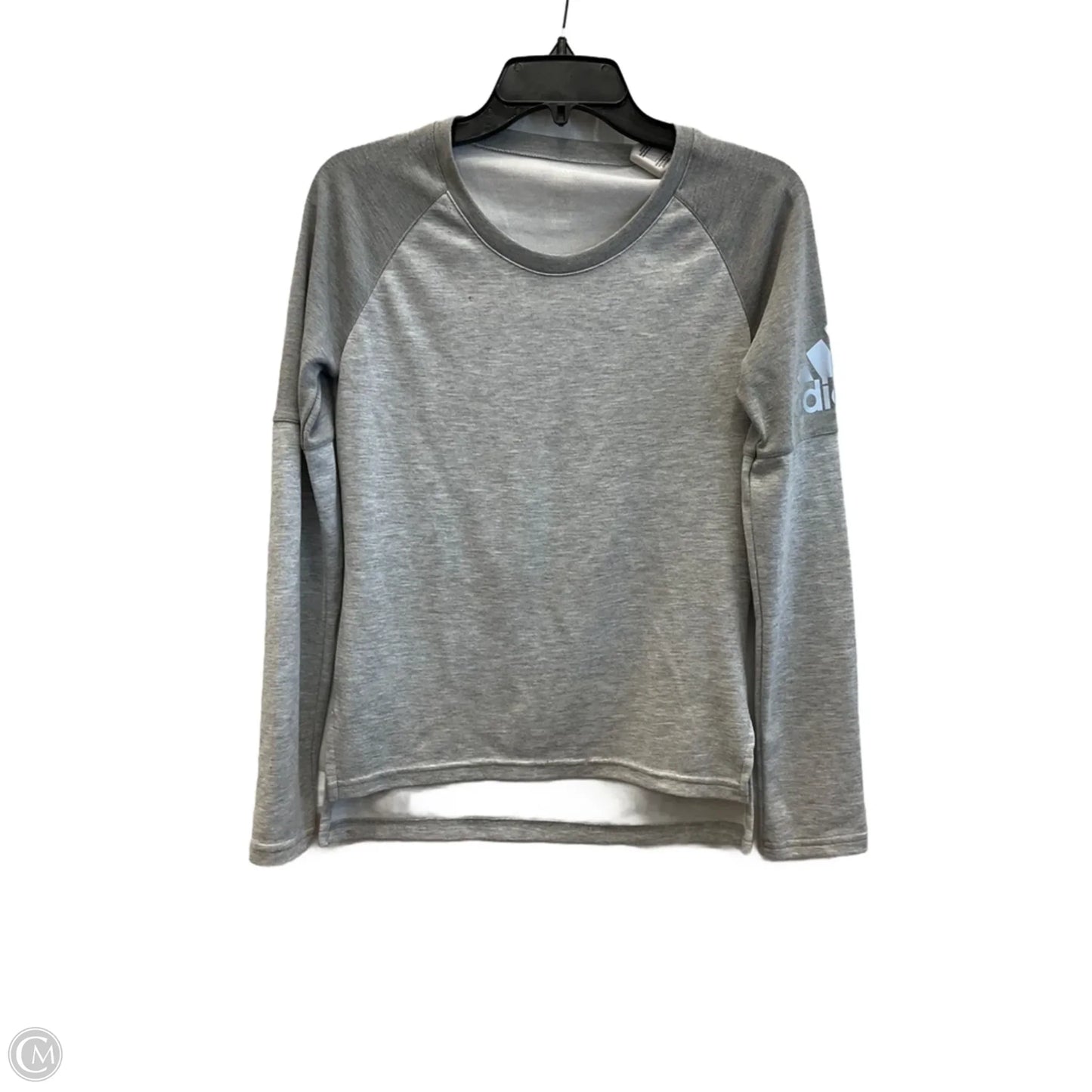 Athletic Top Long Sleeve Collar By Adidas In Grey, Size: Xs