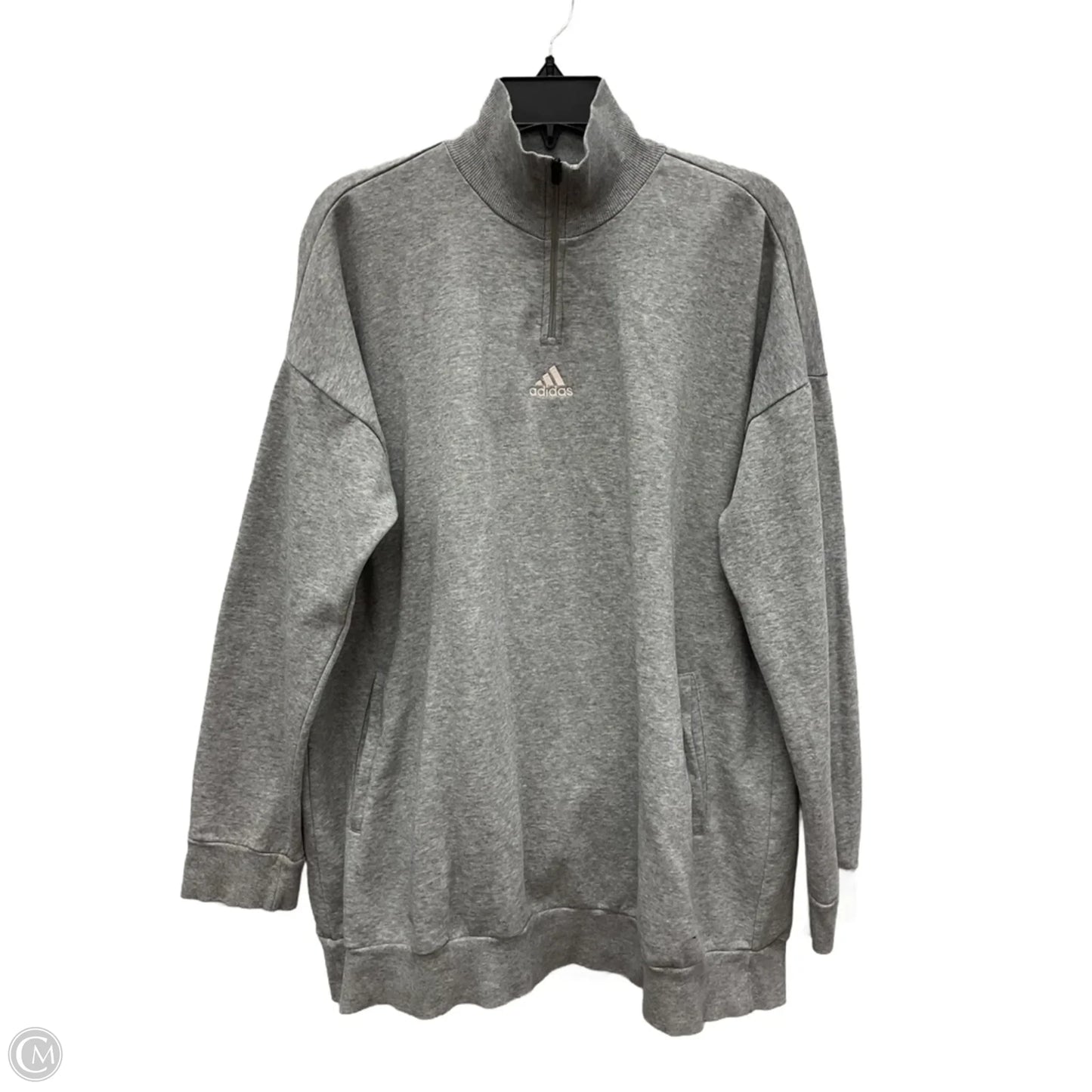 Athletic Sweatshirt Collar By Adidas In Grey, Size: Xl