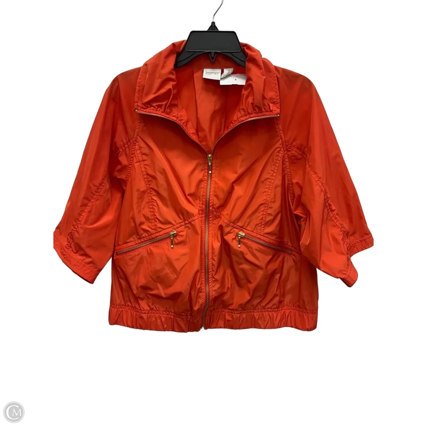 Jacket Windbreaker By Zenergy By Chicos In Orange, Size: L