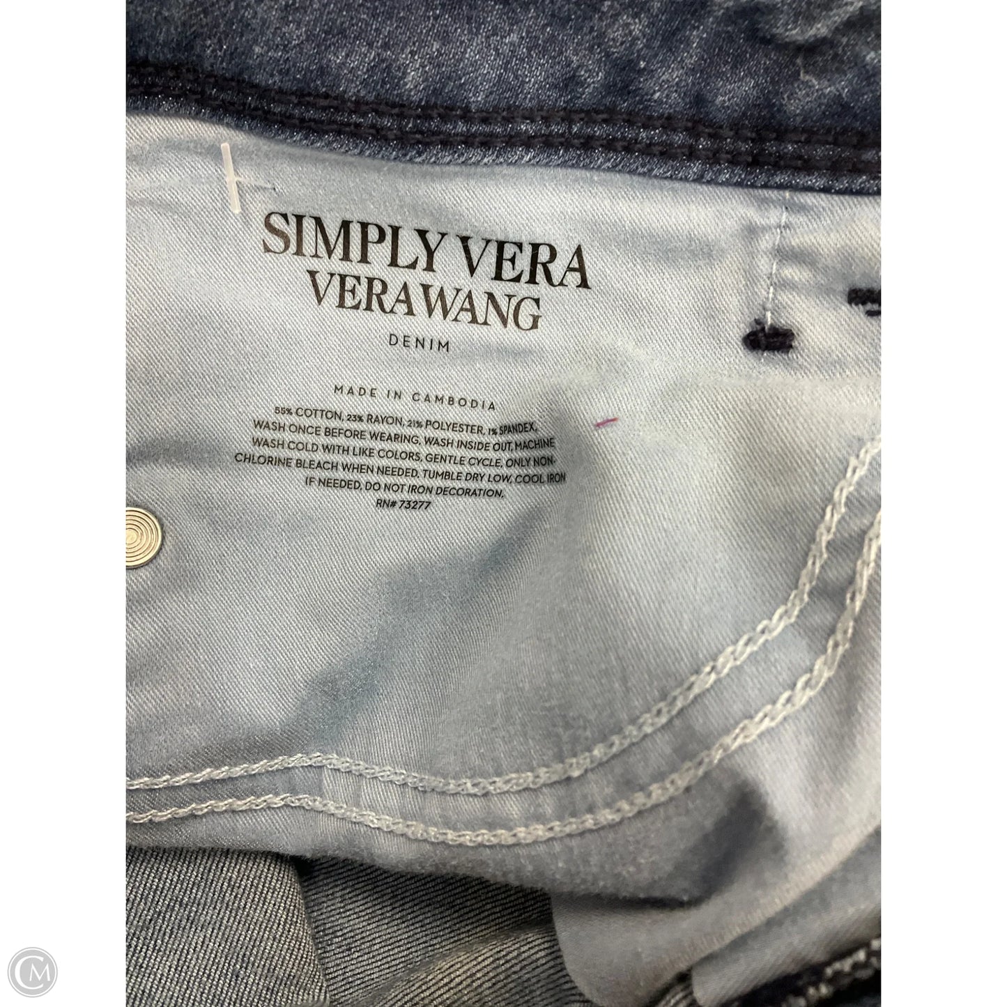 Jeans Skinny By Simply Vera In Blue Denim, Size: 10