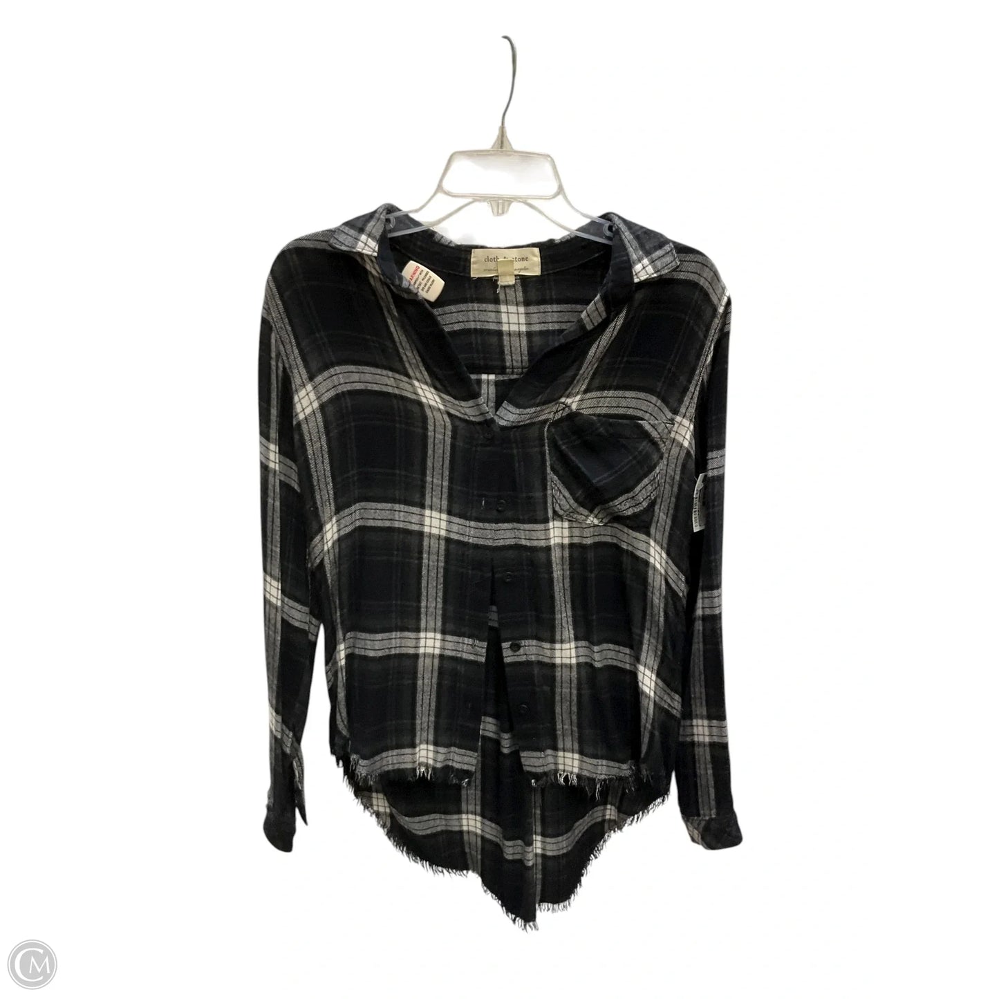 Blouse 3/4 Sleeve By Cloth & Stone In Plaid Pattern, Size: Xs