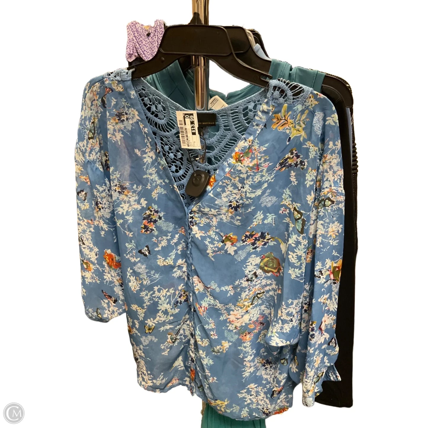 Blouse Long Sleeve By Jeans By Buffalo In Blue, Size: S