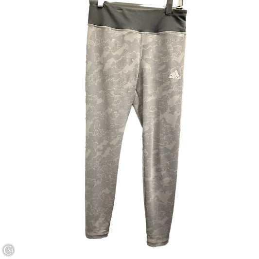 Athletic Leggings By Adidas In Grey, Size: L