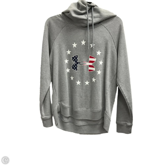 Athletic Top Long Sleeve Hoodie By Under Armour In Grey, Size: S
