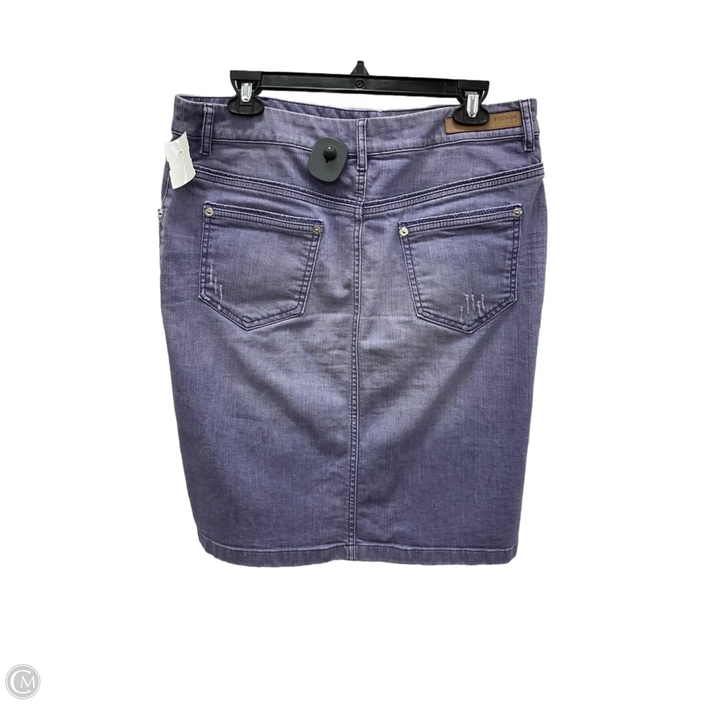 Skirt Designer By Escada In Purple Denim, Size: L
