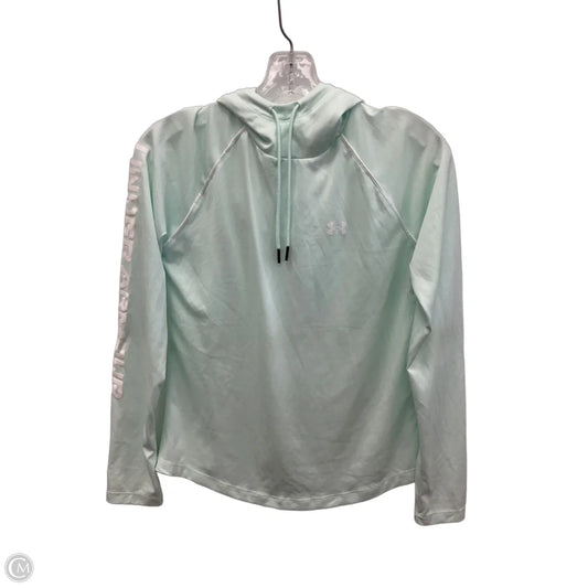 Athletic Top Long Sleeve Hoodie By Under Armour In Teal, Size: S