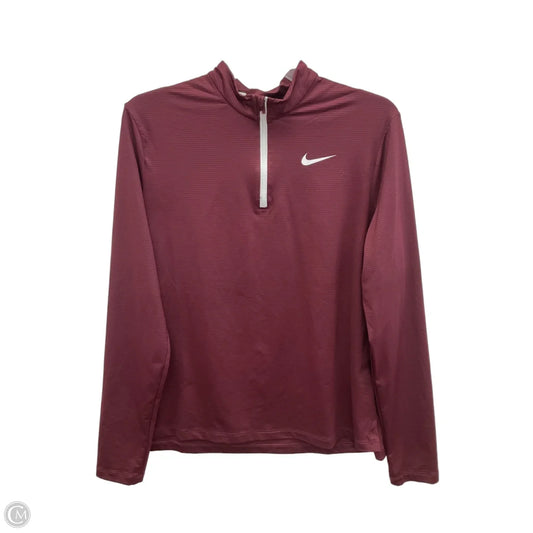 Athletic Top Long Sleeve Collar By Nike Apparel In Maroon, Size: M