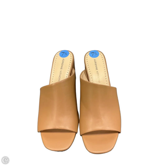 Sandals Heels Block By Adrienne Vittadini In Tan, Size: 7.5