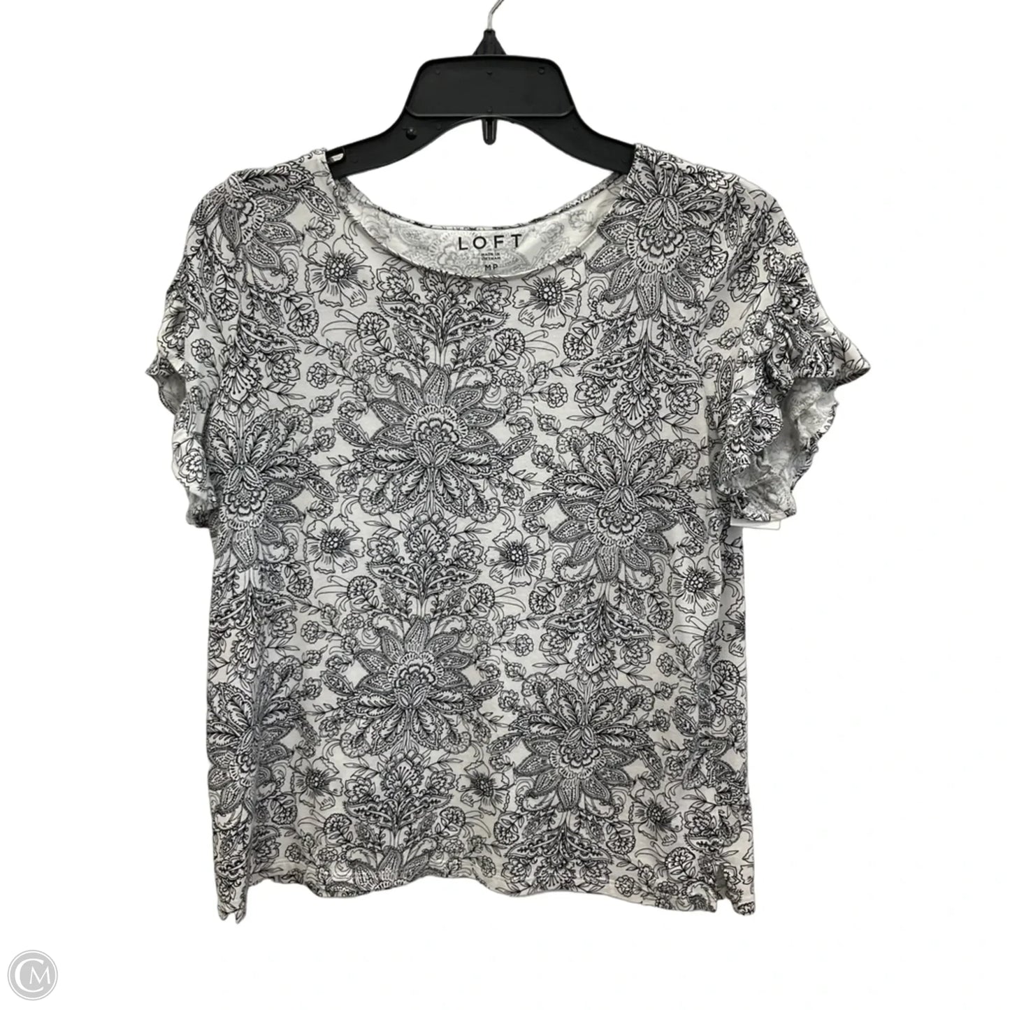 Top Short Sleeve By Loft In Black & White, Size: Mp