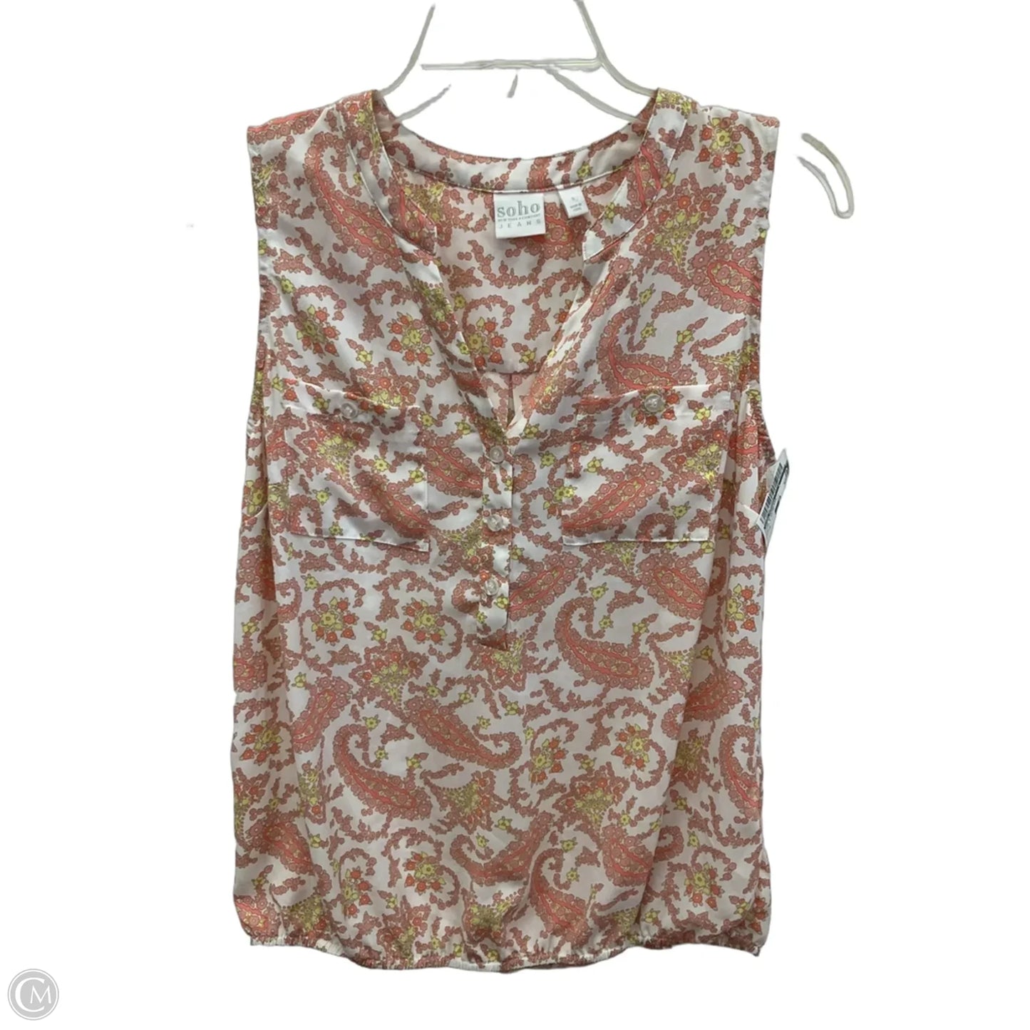 Top Sleeveless By Soho Apparel In Pink & White, Size: S