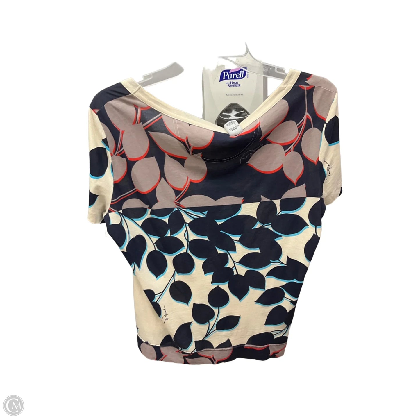 Top Short Sleeve Designer By Tory Burch In Blue & Cream, Size: M