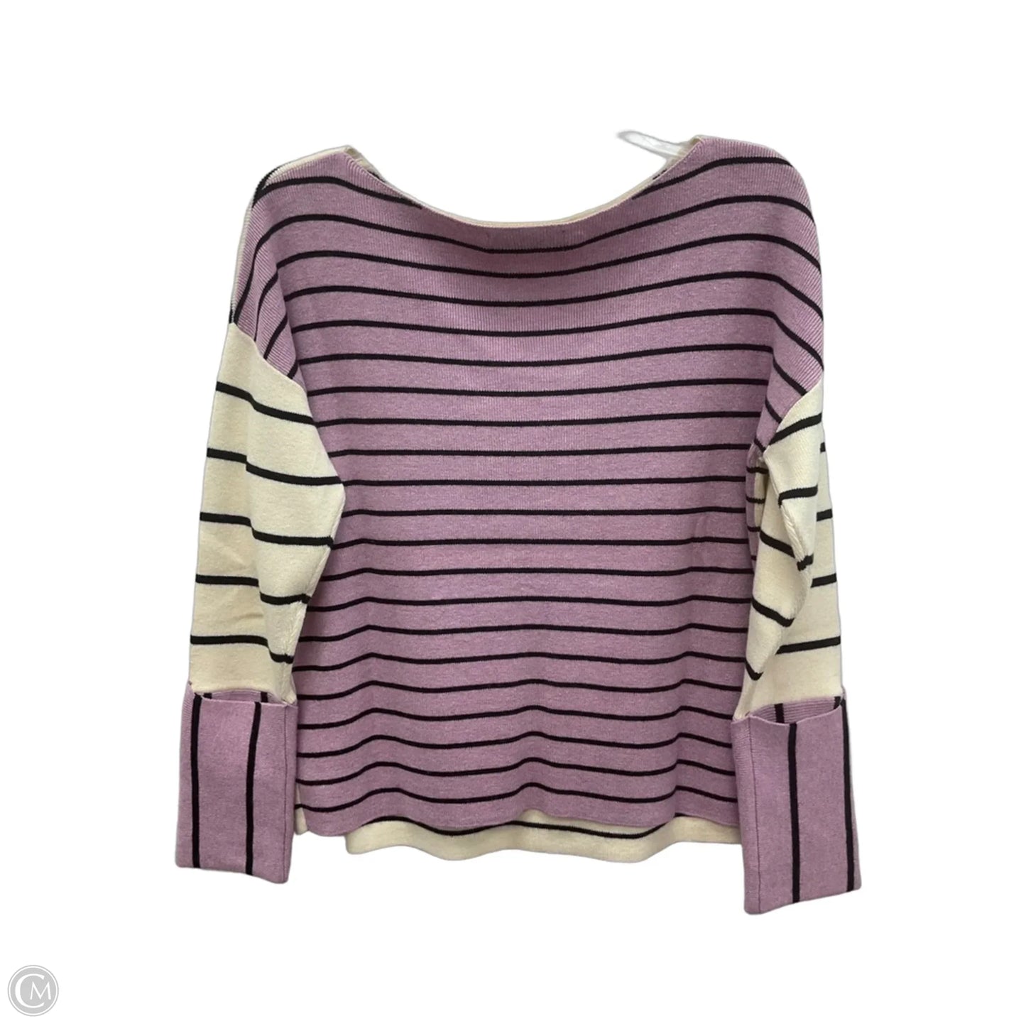 Top Long Sleeve By Anthropologie In Purple & White, Size: S