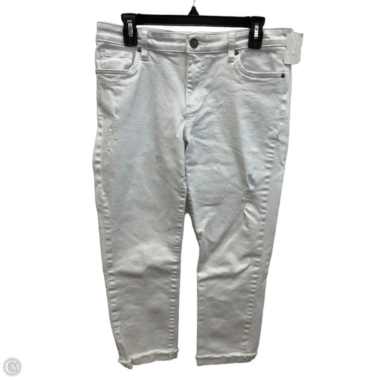 Jeans Cropped By Kut In White Denim, Size: 10