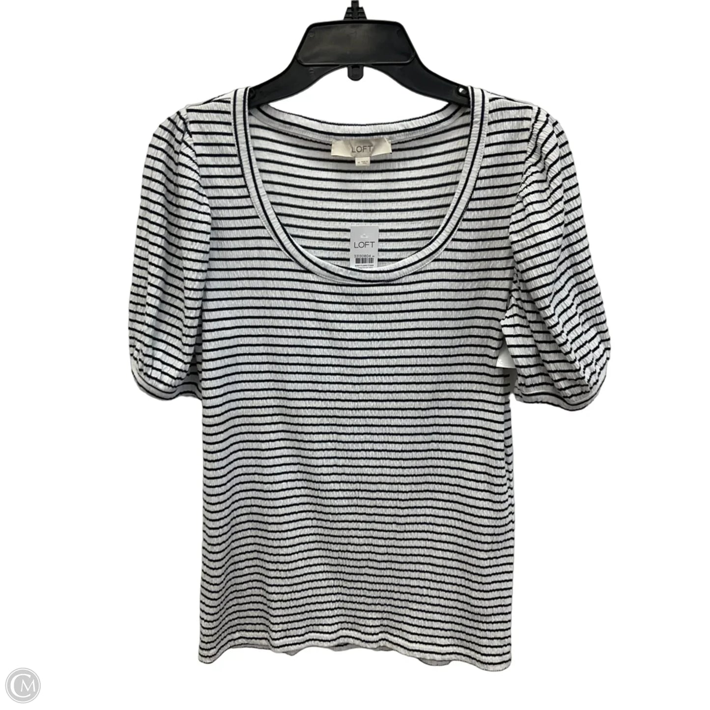 Top Short Sleeve By Loft In Black & White, Size: M