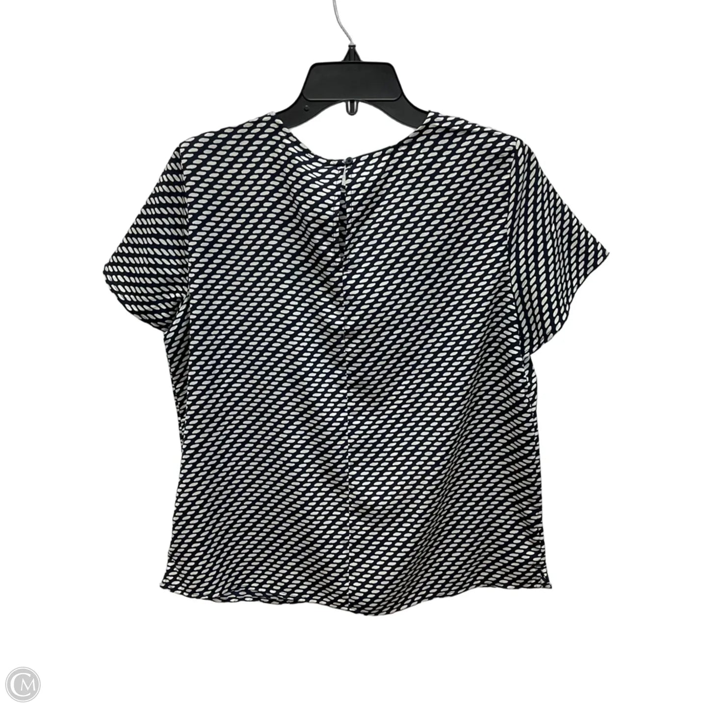 Top Short Sleeve By Banana Republic In Blue & White, Size: M