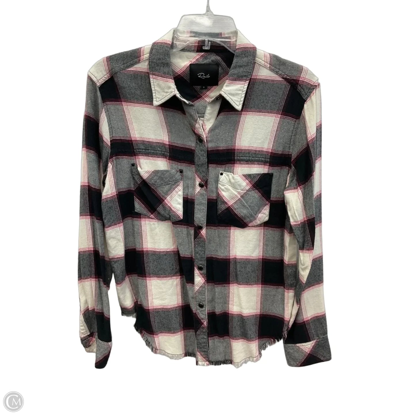 Blouse Long Sleeve By Rails In Black & White, Size: S