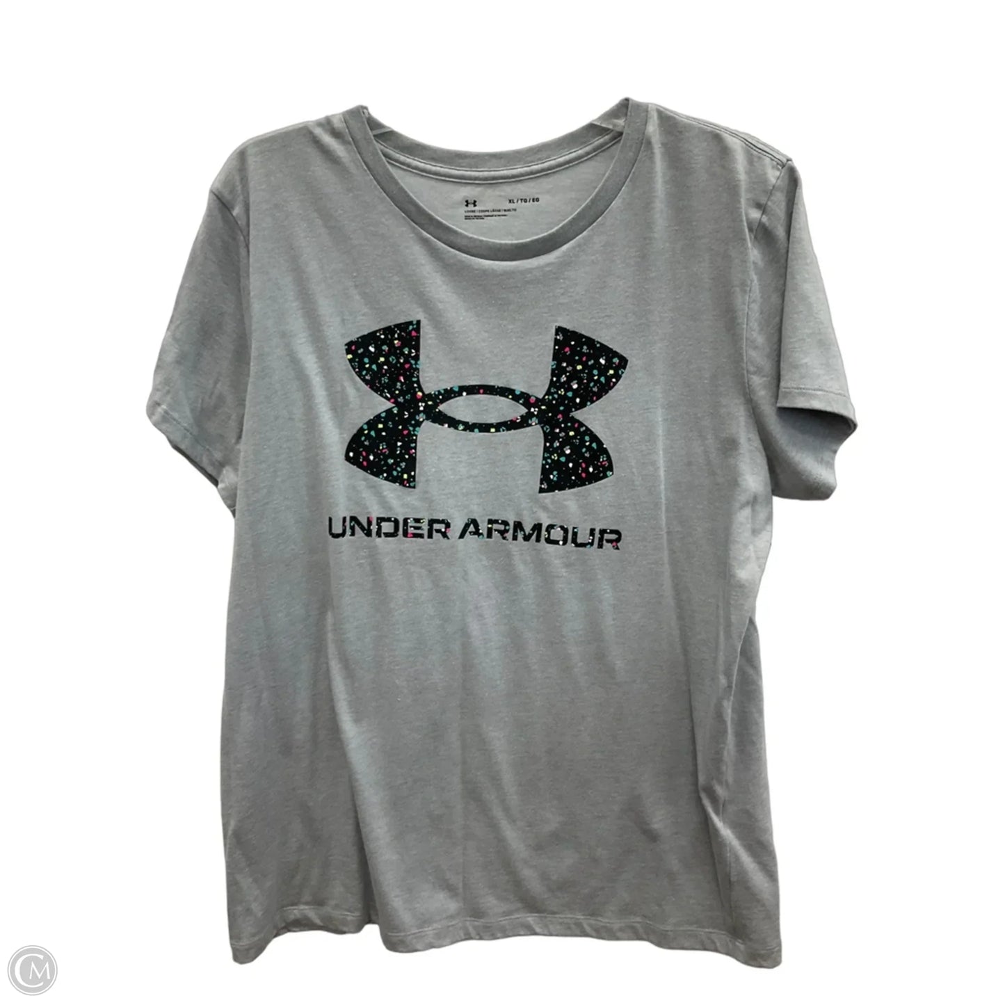 Athletic Top Short Sleeve By Under Armour In Black & Grey, Size: Xl