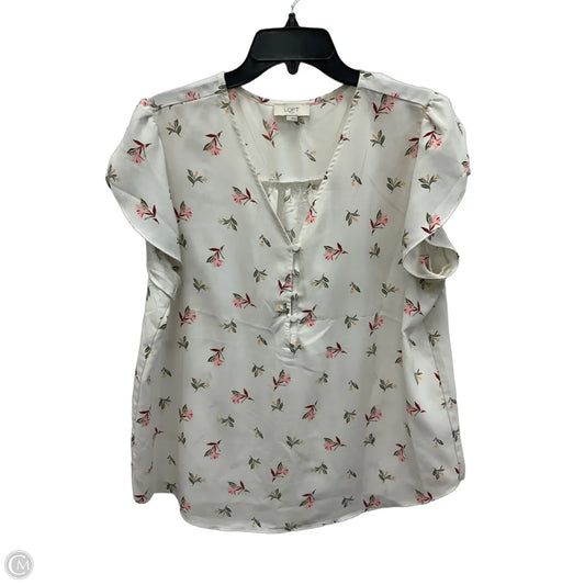 Top Short Sleeve By Loft In Pink & White, Size: L