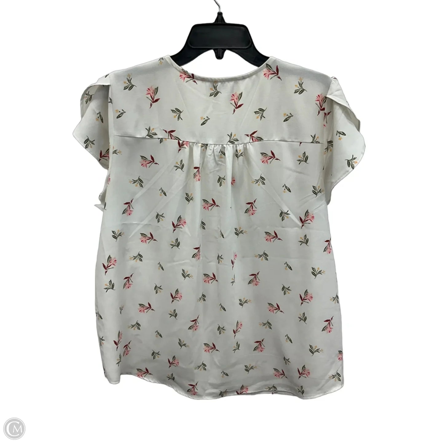 Top Short Sleeve By Loft In Pink & White, Size: L