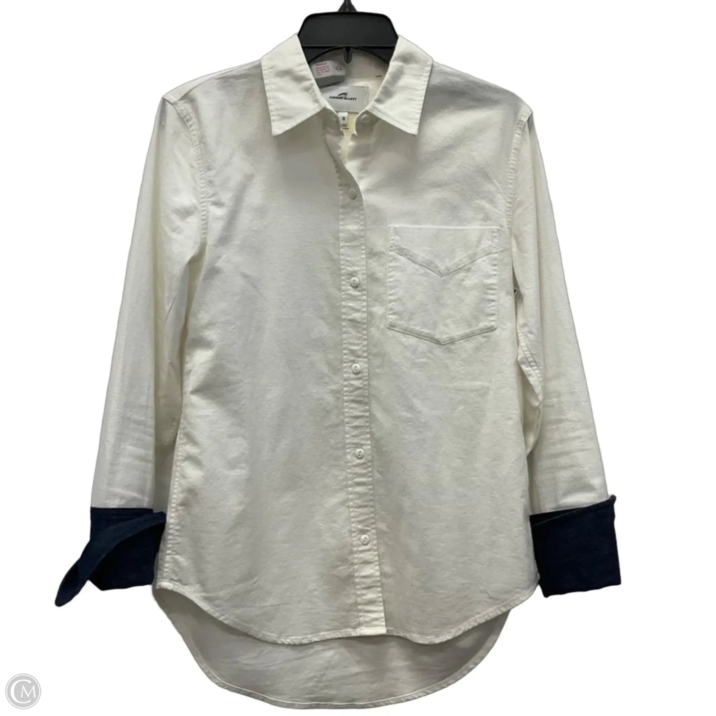 Blouse 3/4 Sleeve By Current/elliott In Blue & White, Size: Xs