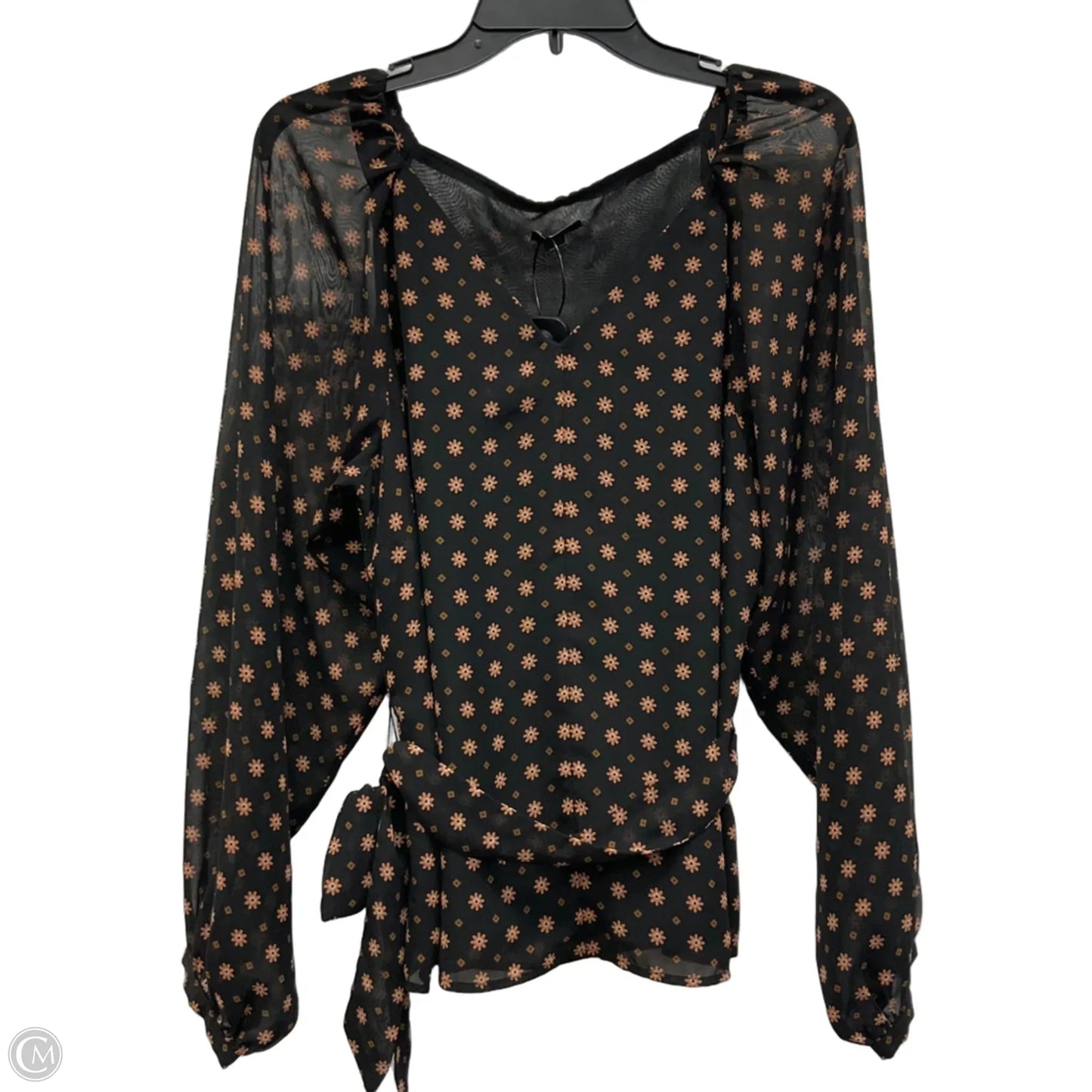Top Long Sleeve By Ann Taylor In Black & Orange, Size: M