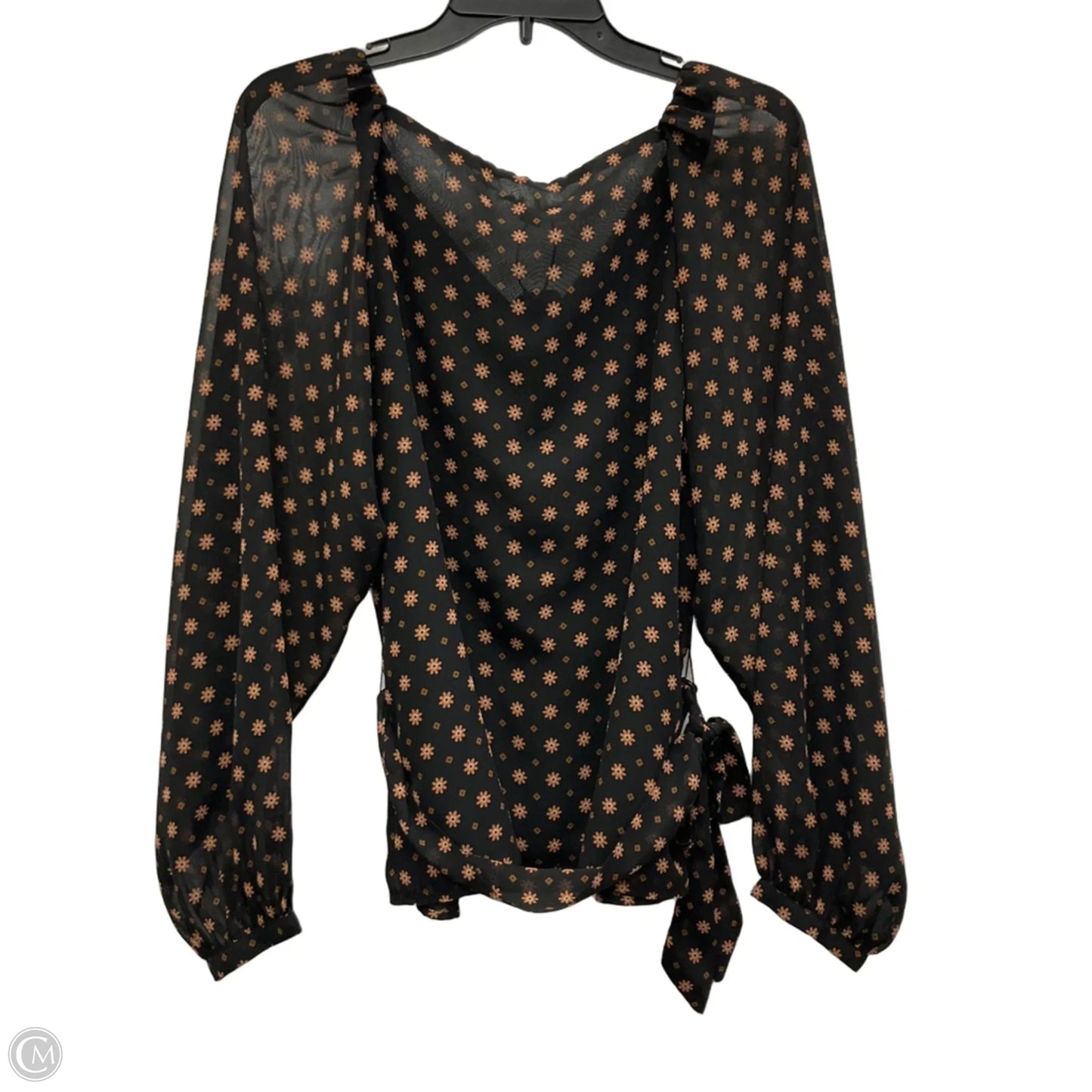 Top Long Sleeve By Ann Taylor In Black & Orange, Size: M