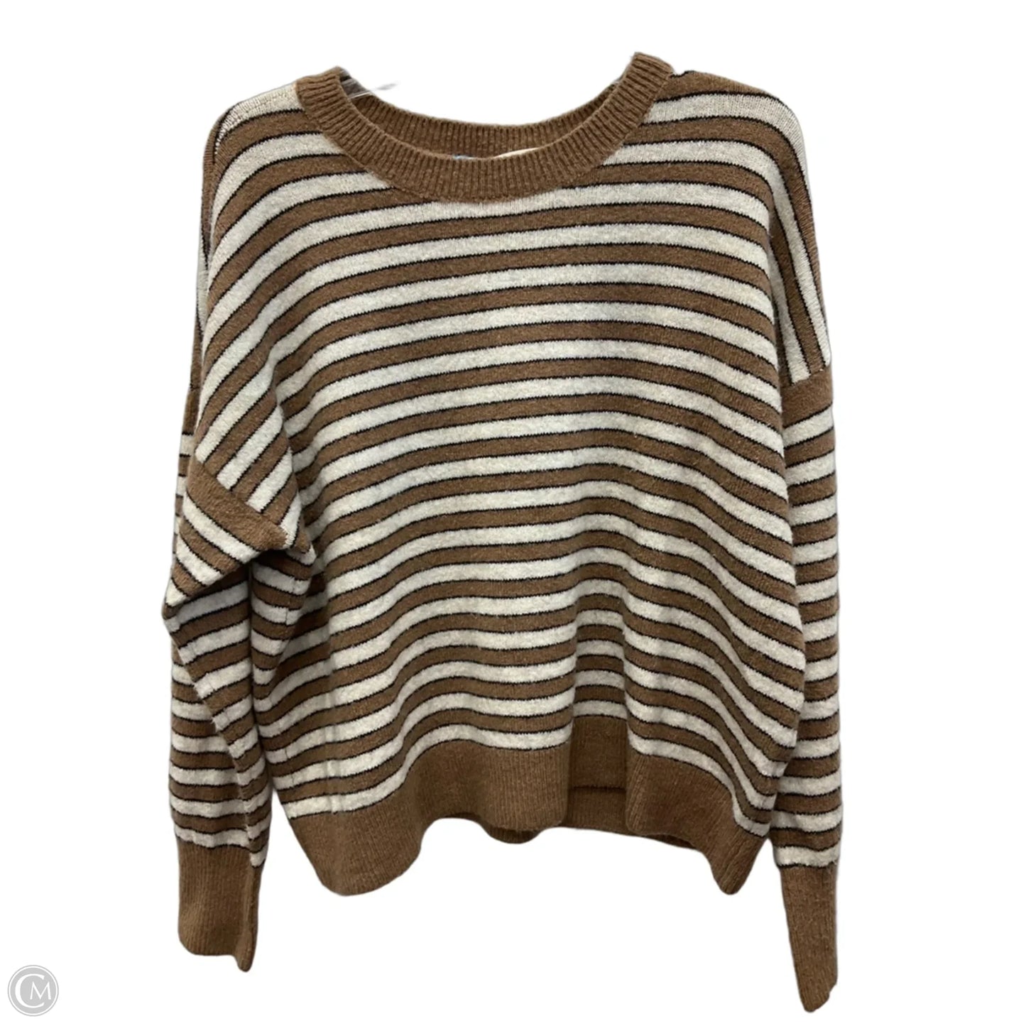 Top Long Sleeve By Cece In Brown & White, Size: M
