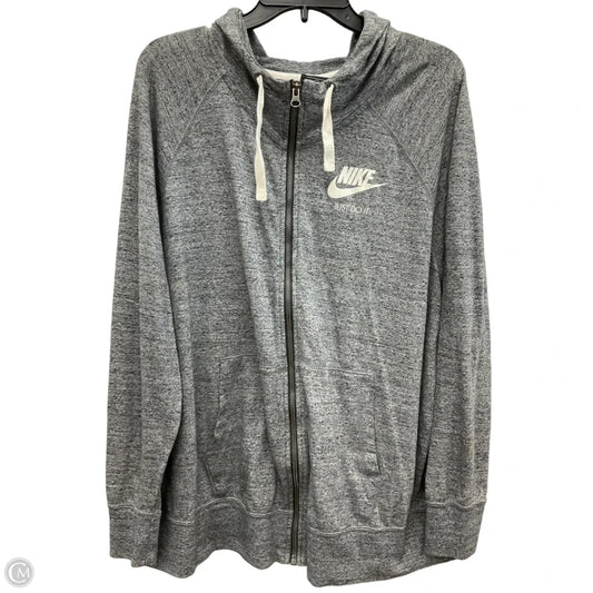 Athletic Jacket By Nike In Grey, Size: 3x