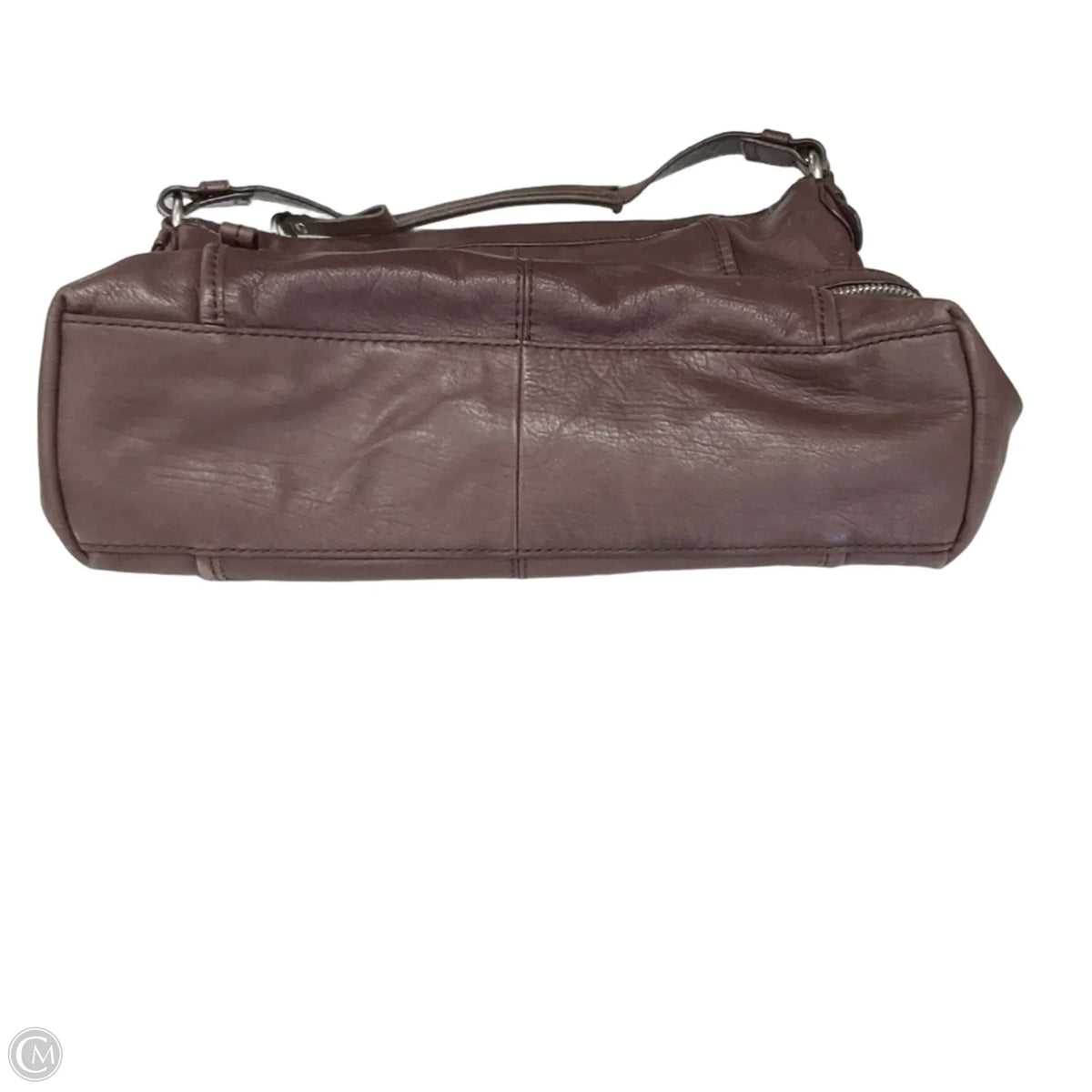 Handbag Leather By Fossil, Size: Medium
