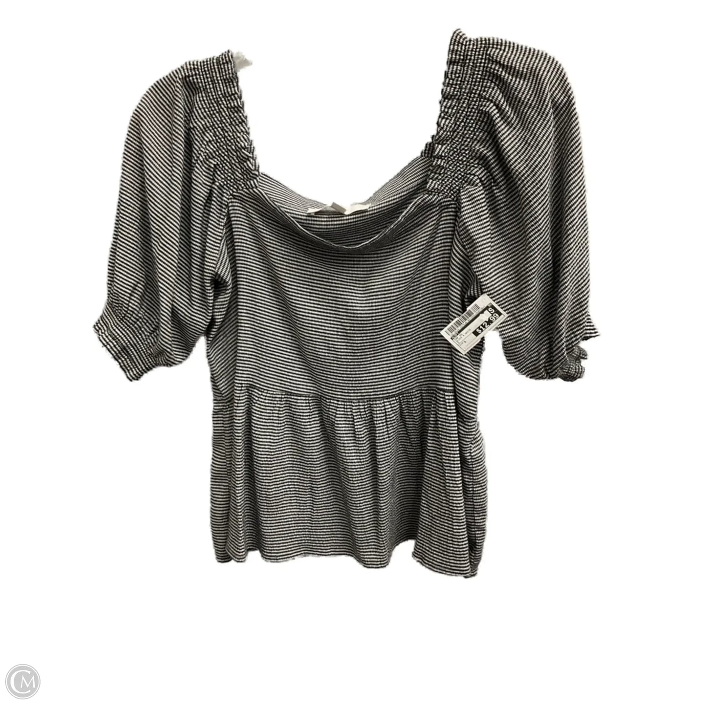 Top Short Sleeve By Loft In Black & White, Size: S