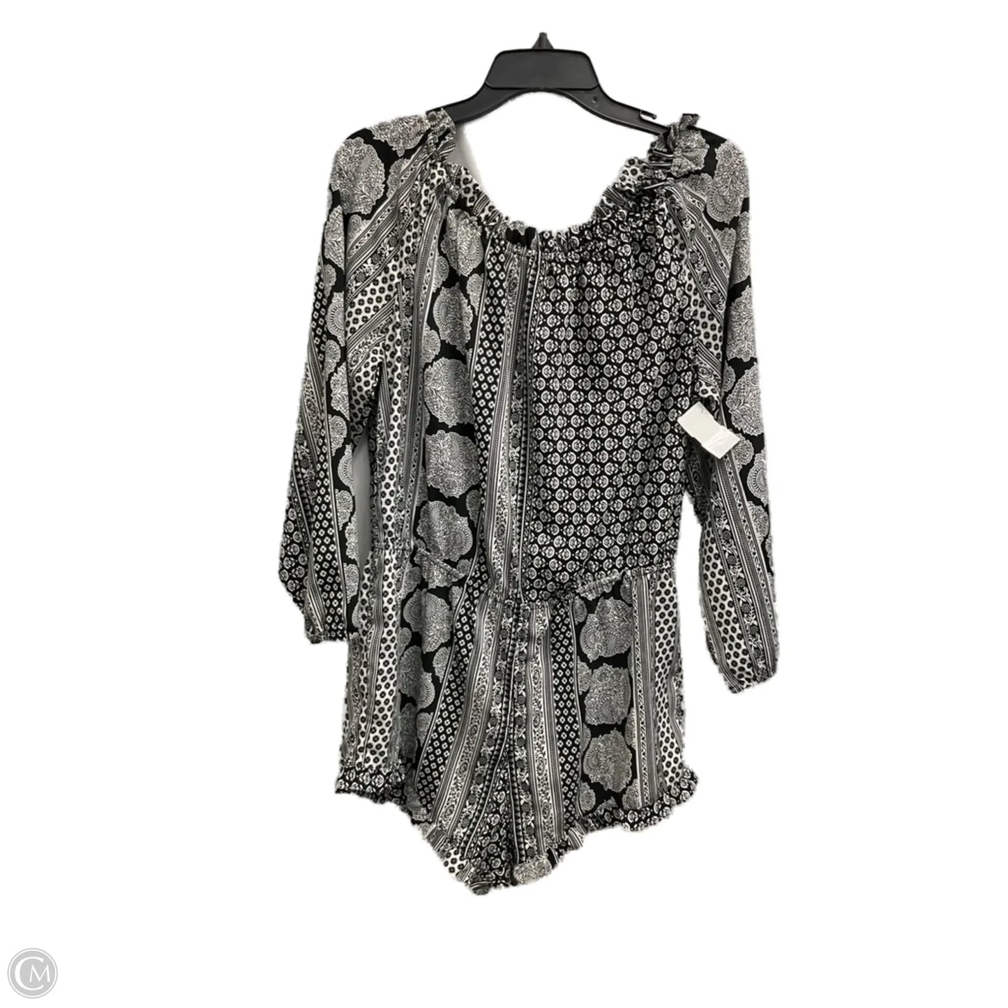 Romper By Elan In Black & White, Size: L