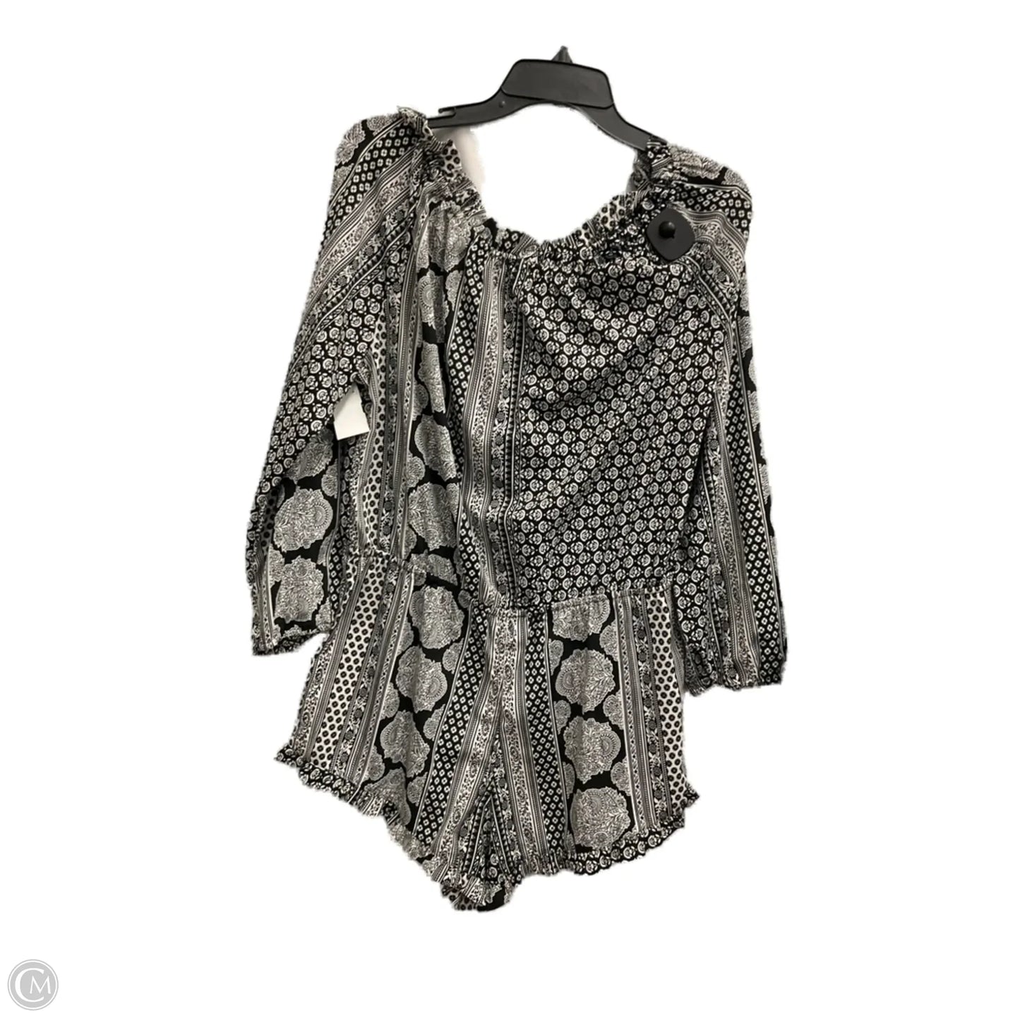 Romper By Elan In Black & White, Size: L