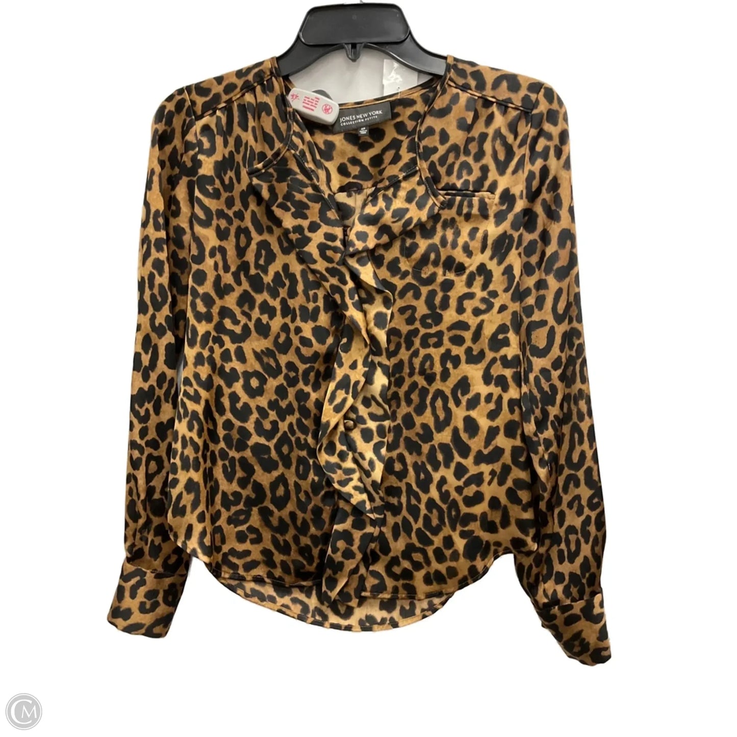 Top Long Sleeve By Jones New York In Animal Print, Size: 4p