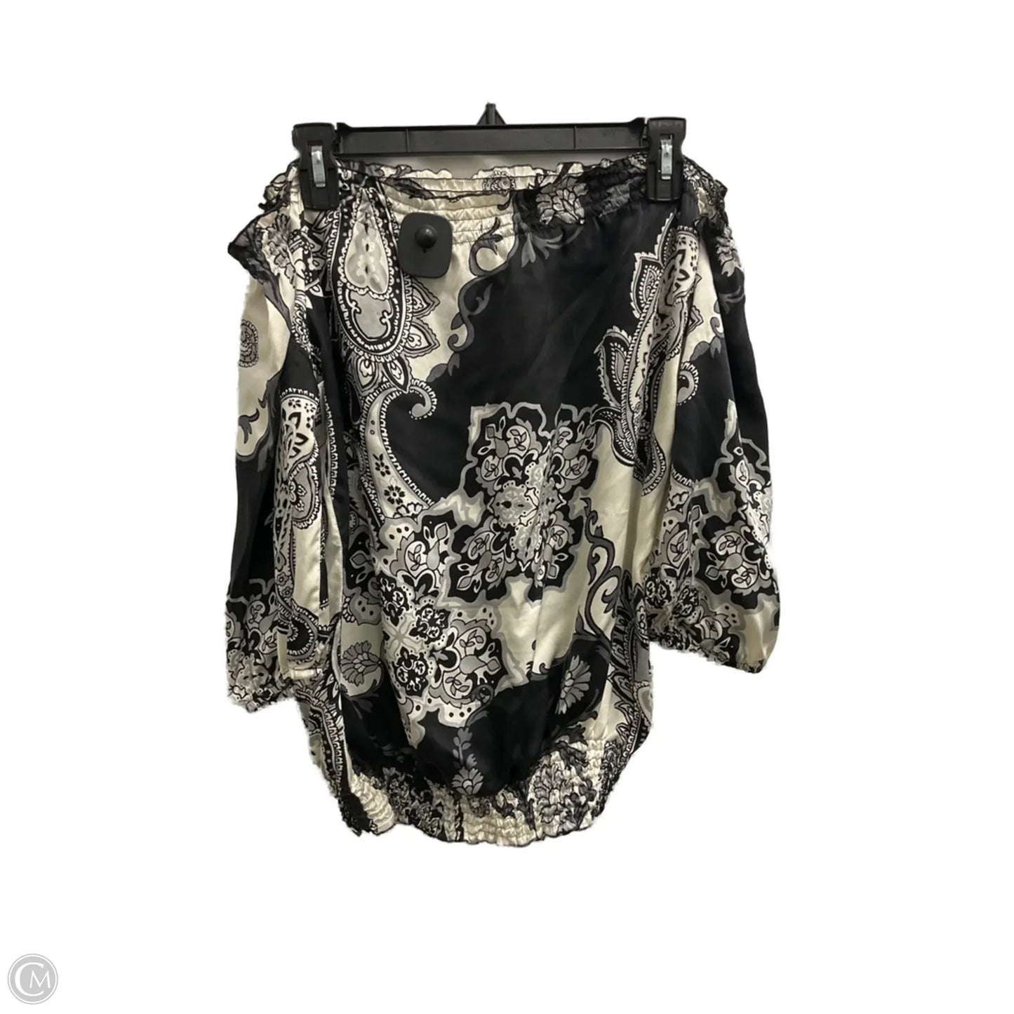 Top 3/4 Sleeve By White House Black Market In Black & White, Size: M